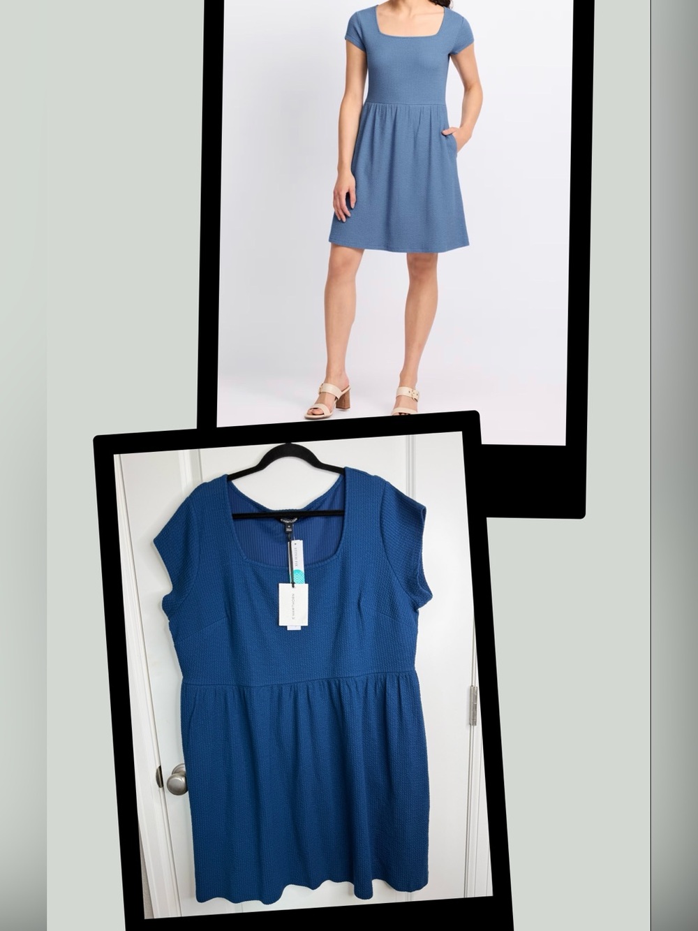 41 Hawthorn Claudia Square Neck Dress Navy Blue 3X NWT Plus Size pockets